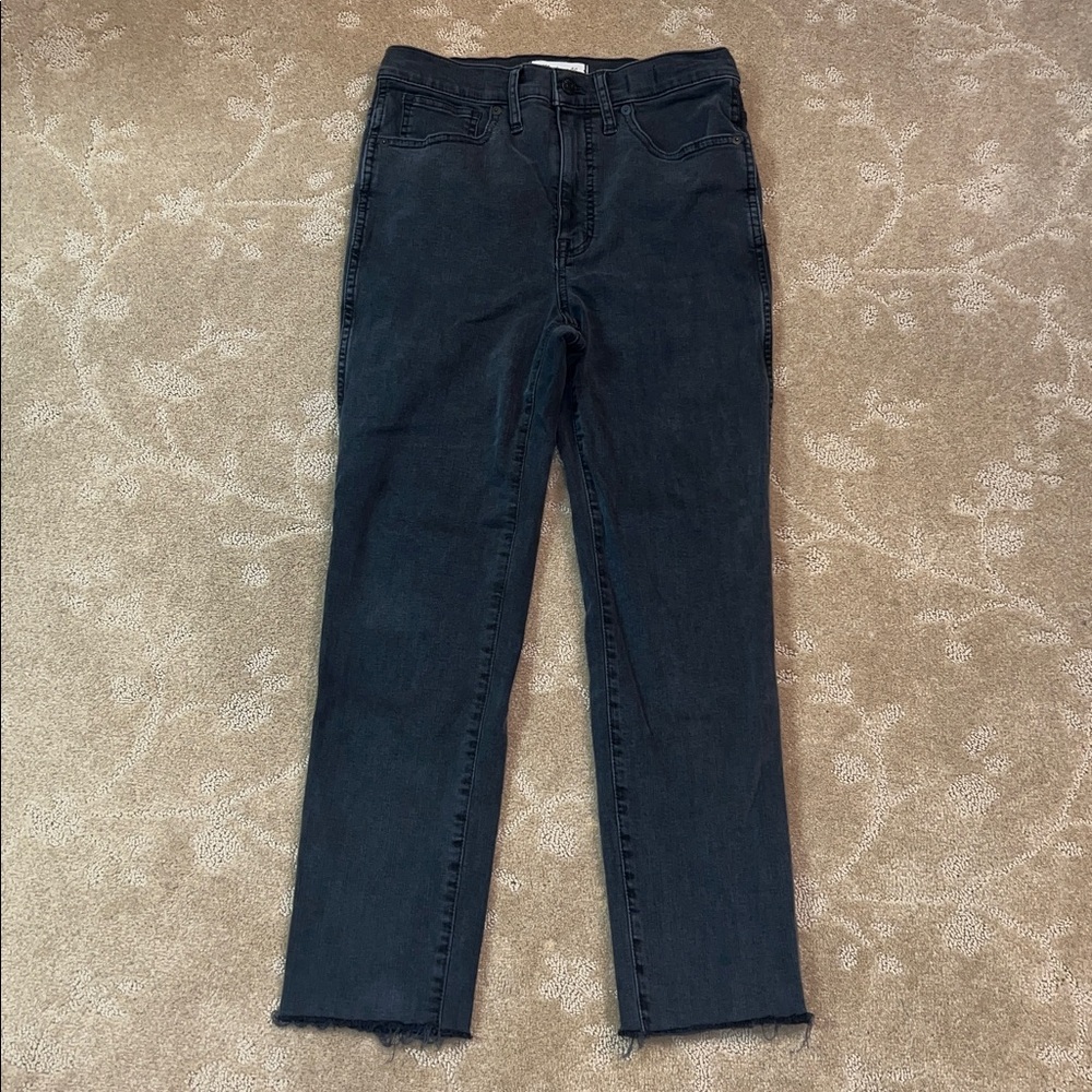 Madewell Stovepipe Raw Hem Charcoal Black Jeans, Sz 27
